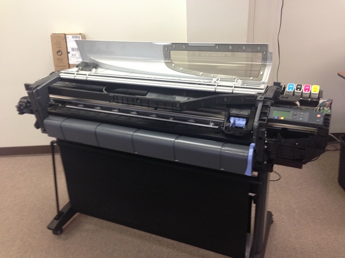 Repairing a system error 2:10 on a DesignJet 510 42 inch wide format plotter printer.