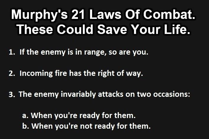 Part 1 of Murphy's 21 laws of combat