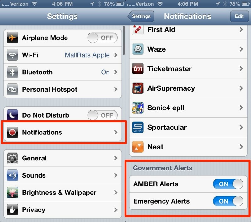 Turn Off Amber Alerts iPhone