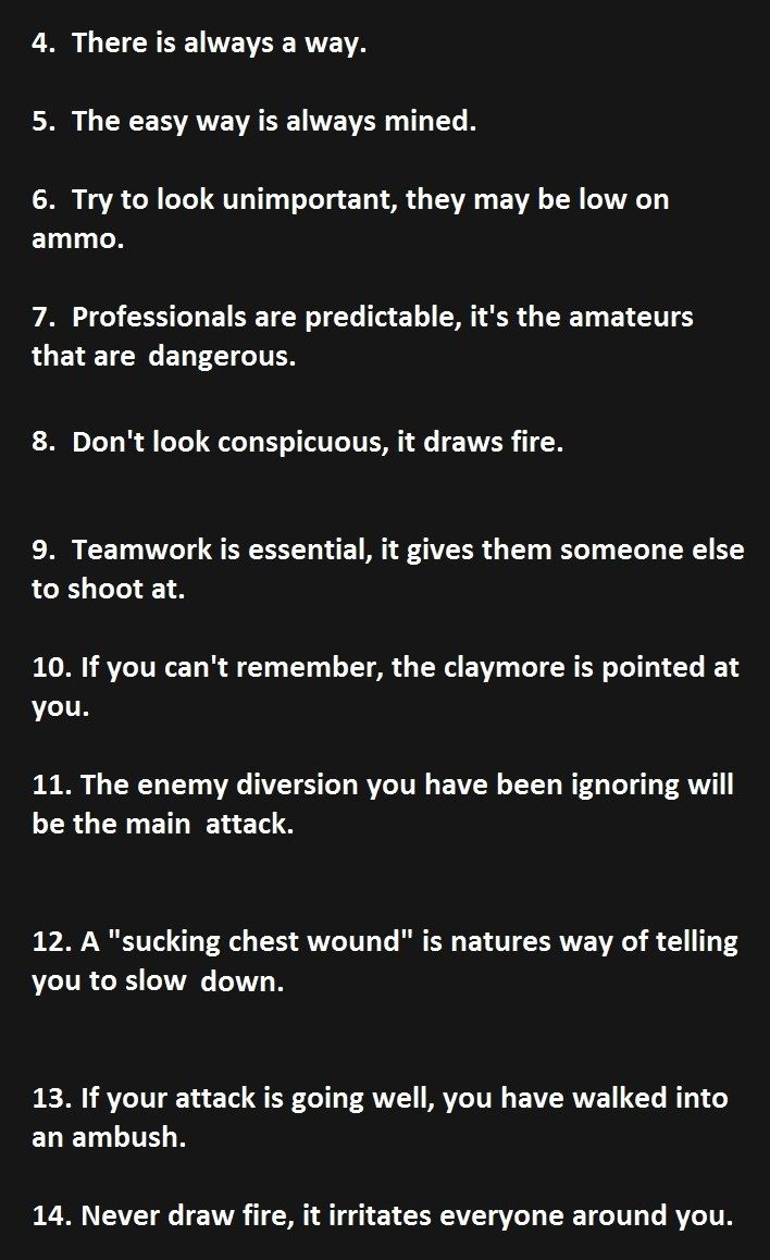 Part 2 of Murphy's 21 laws of combat