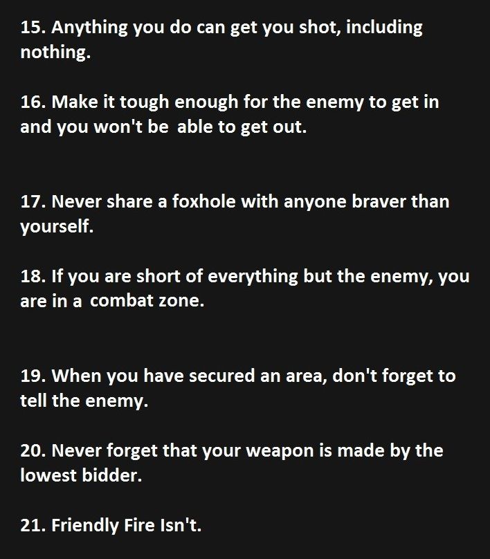 Part 3 of Murphy's 21 laws of combat